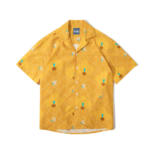 GOC floral cotton shirt jacket - yellow orchid