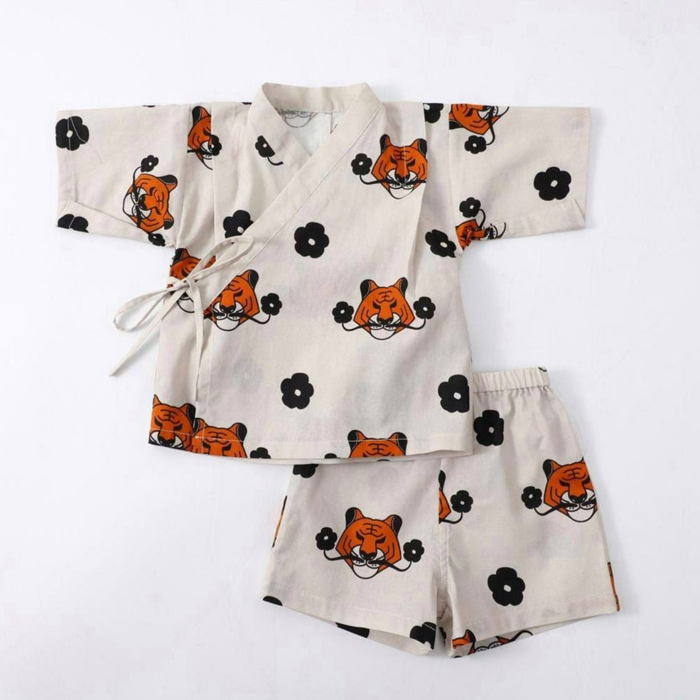 GOC animal print baby kimono - almond tiger