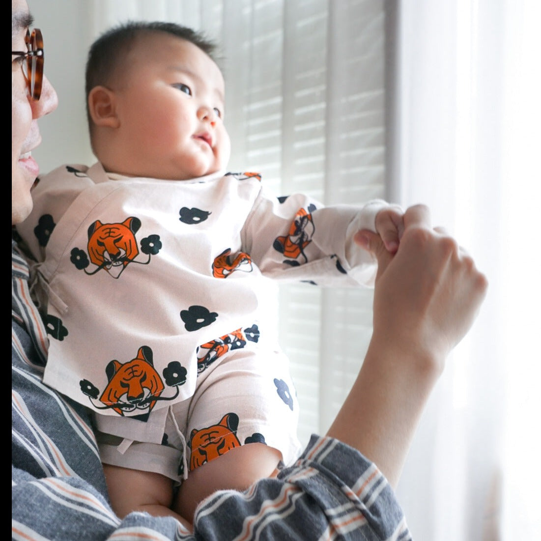 GOC animal print baby kimono - almond tiger