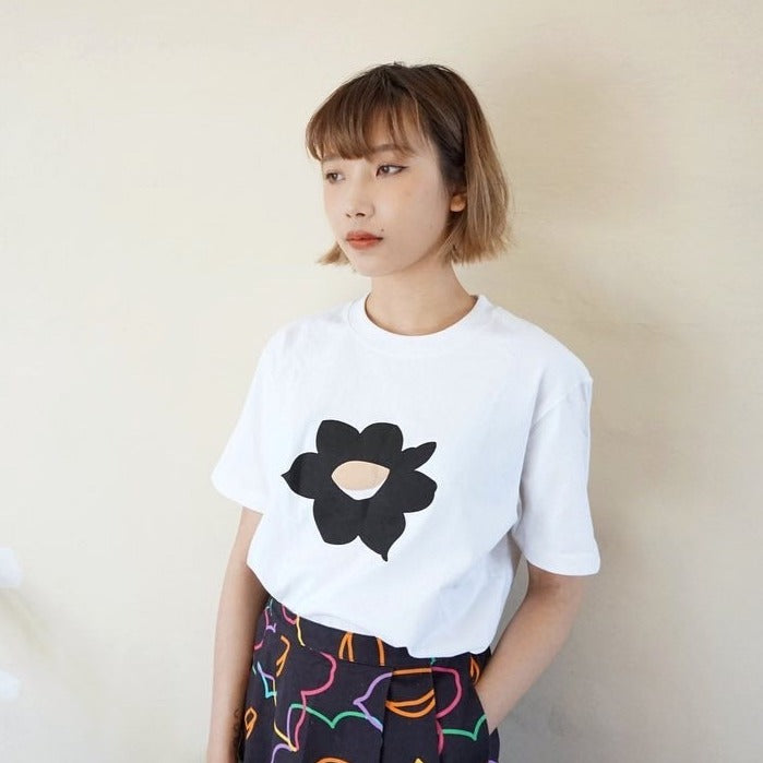 [Made to order] GOC Cotton seamless black daffodils T-shirt