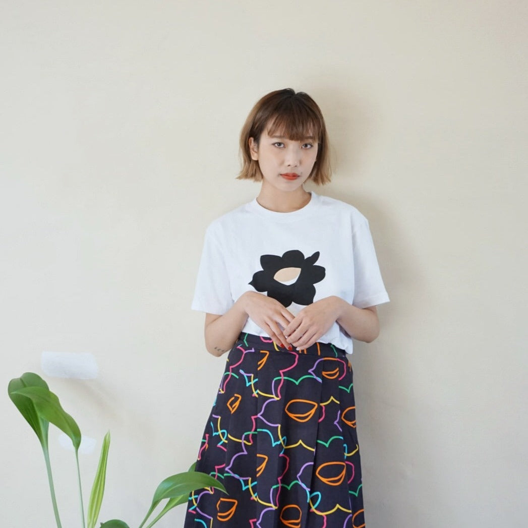 [Made to order] GOC Cotton seamless black daffodils T-shirt