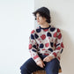 GOC crew neck retro print double knit cotton sweater - Ping pong