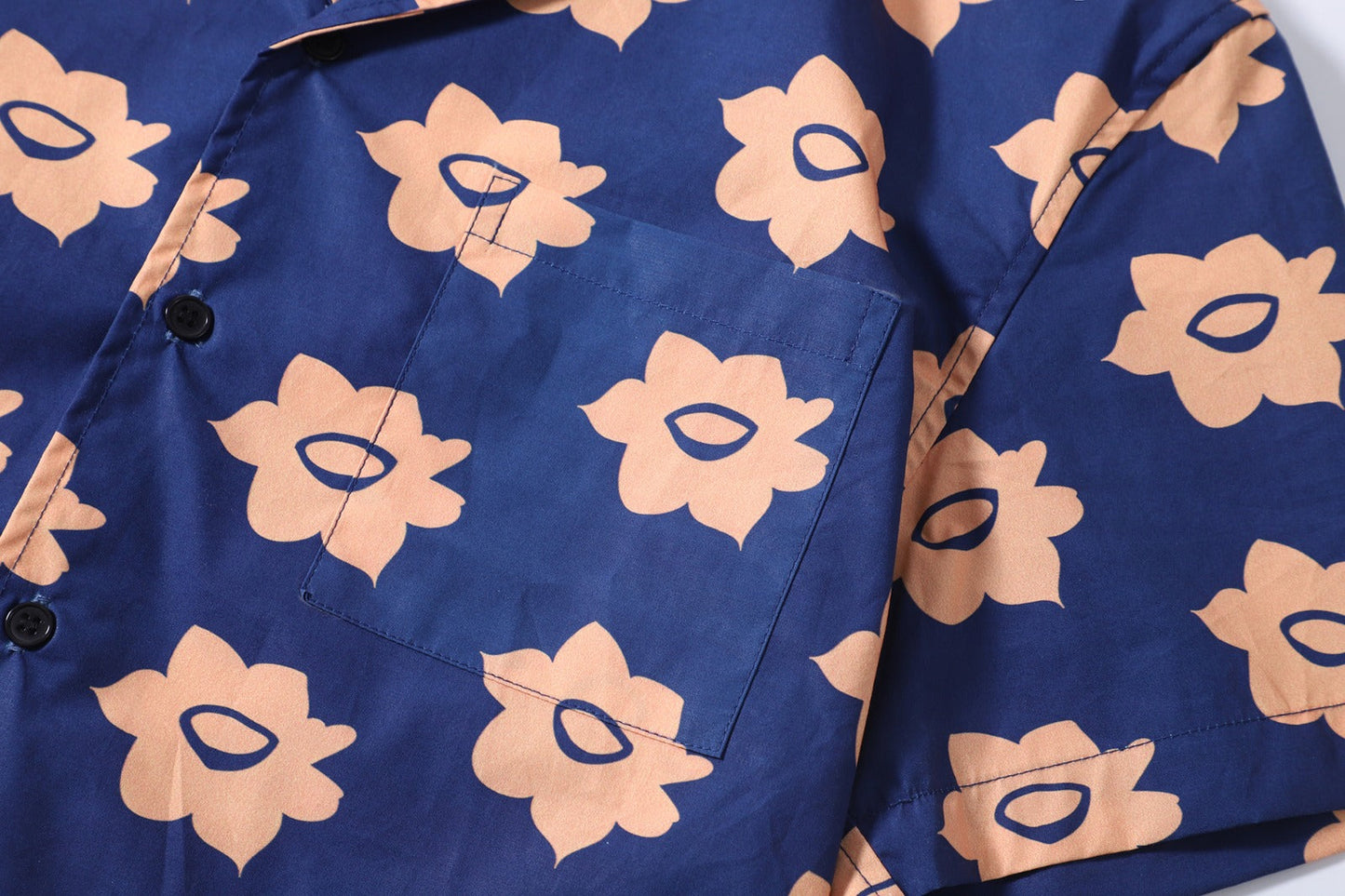 GOC floral poplin shirt jacket - little daffodils navy