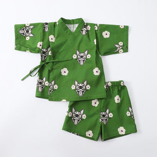 GOC animal print baby kimono - Forest puppy