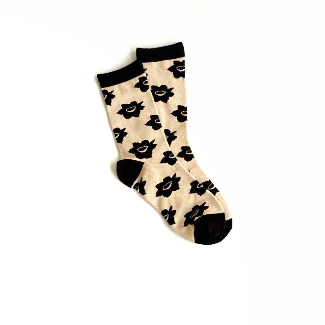 GOC Floral Socks - little daffodils milk tea