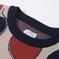 GOC crew neck retro print double knit cotton sweater - Ping pong
