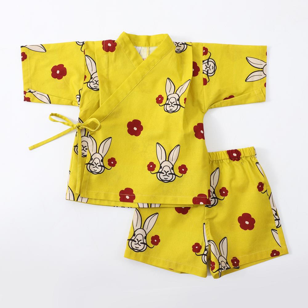 GOC animal print baby kimono - mustard bunny